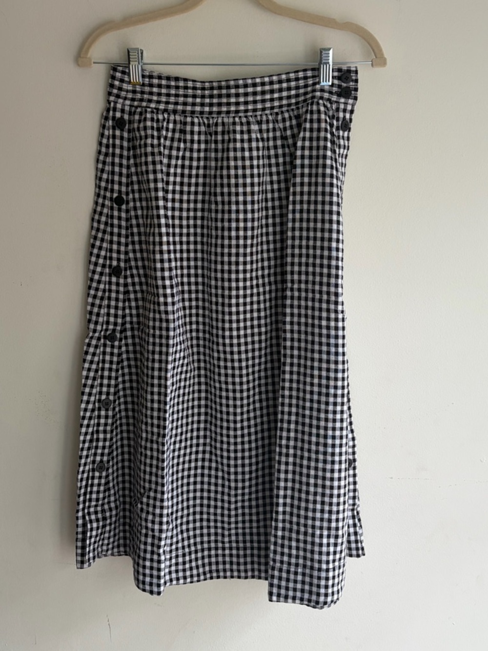 NWT! MADEWELL Side Button Gingham Black White Midi Skirt Size 2 - Picture 5 of 7